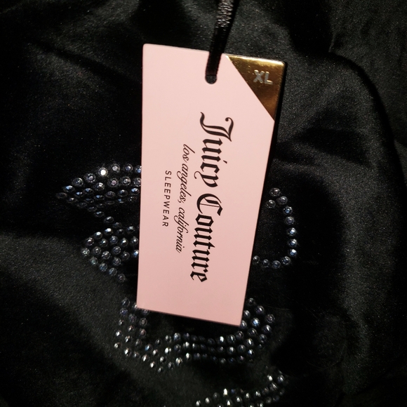 Juicy Couture Velour Set Top and Pants Black Pajama Set Women XL - Picture 3 of 11